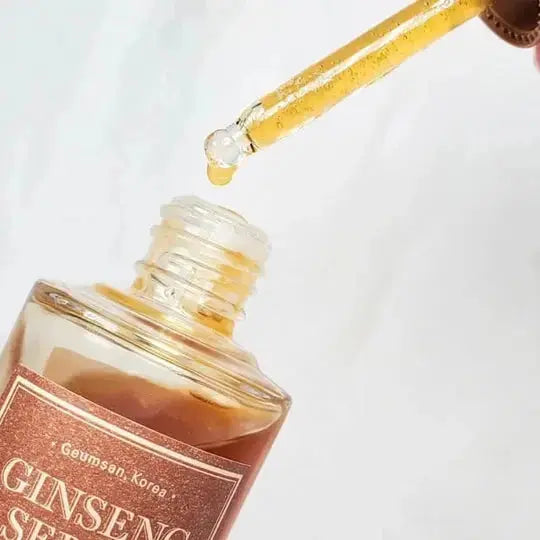 I'M FROM Ginseng Serum 30ml bottle with pump dispenser, featuring a sleek design for nourishing skincare.
