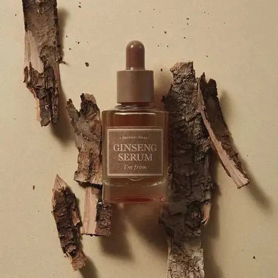 I’M FROM Ginseng Serum 30ml bottle with clear label, featuring a minimalist design and a dropper cap.