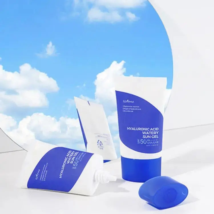 ISNTREE Hyaluronic Acid Watery Sun Gel 50ml, lightweight sun protection with hydrating hyaluronic acid for dewy skin