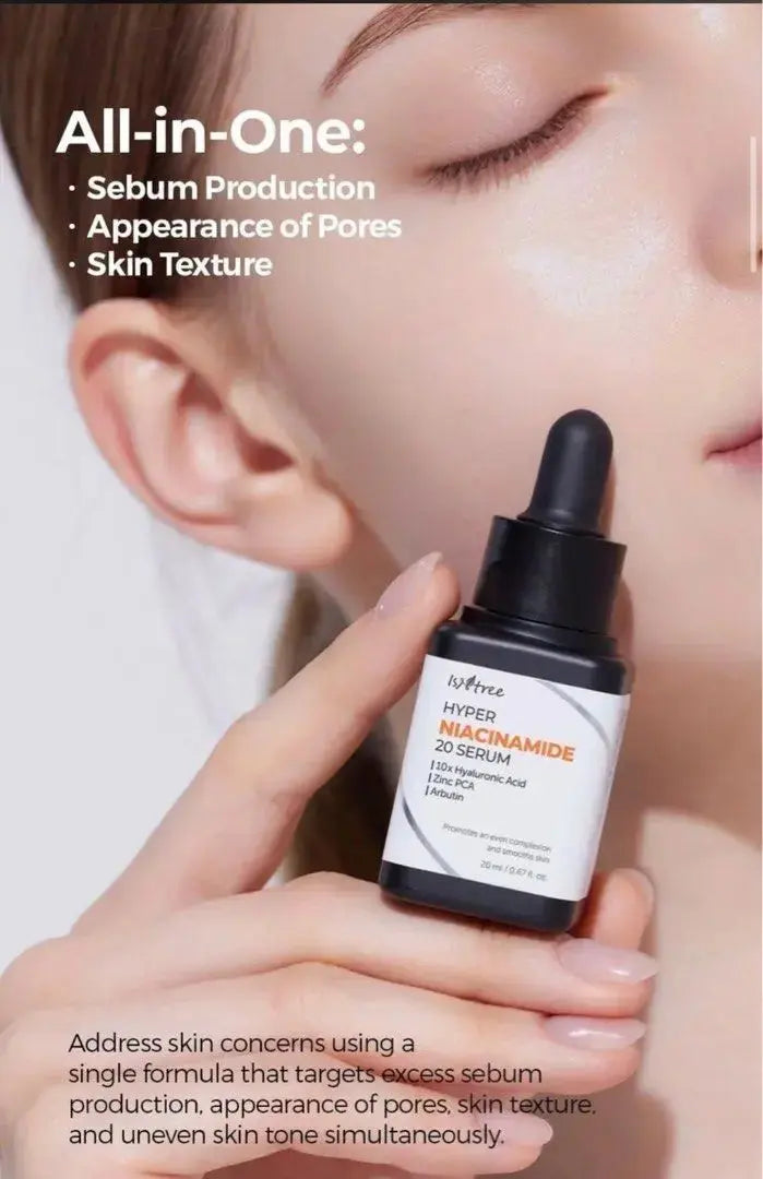 ISNTREE Hyper Niacinamide 20 Serum bottle with clear label, 20 ml size, shown on a white background.