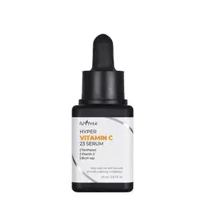 ISNTREE Hyper Vitamin C 23 Serum in a 20 ml bottle with clear packaging, showcasing its brightening skincare formula.