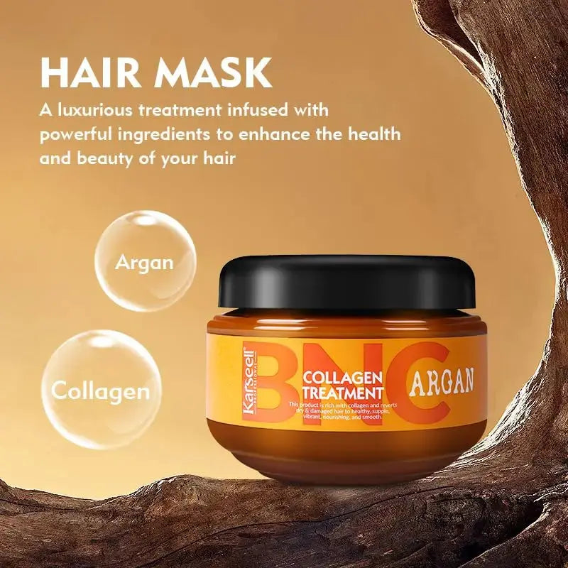 Karseell BNC Argan Collagen Hair Treatment bottle, 550 ml, with argan oil and collagen for nourishing hair care.