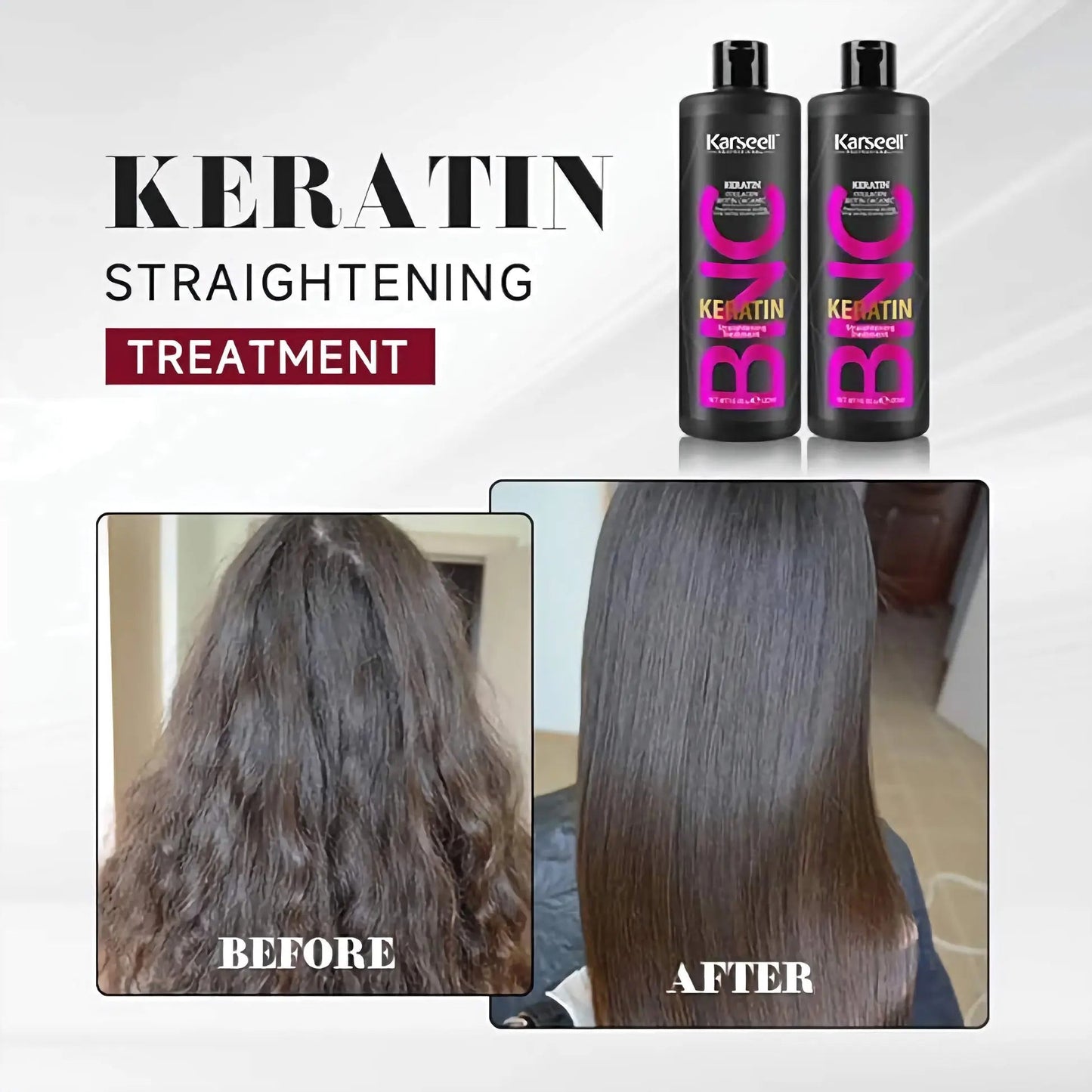 KARSEELL Brazilian Keratin Treatment Complex blowout conditioner, organic hair straightening, collagen and biotin, 500 ml bottle
