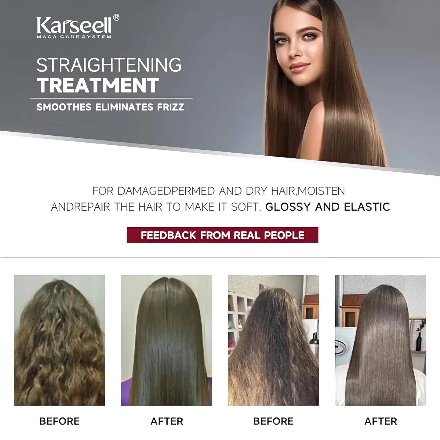 KARSEELL Brazilian Keratin Treatment Complex organic hair conditioner, 500 ml, with collagen and biotin for straightening and shine.