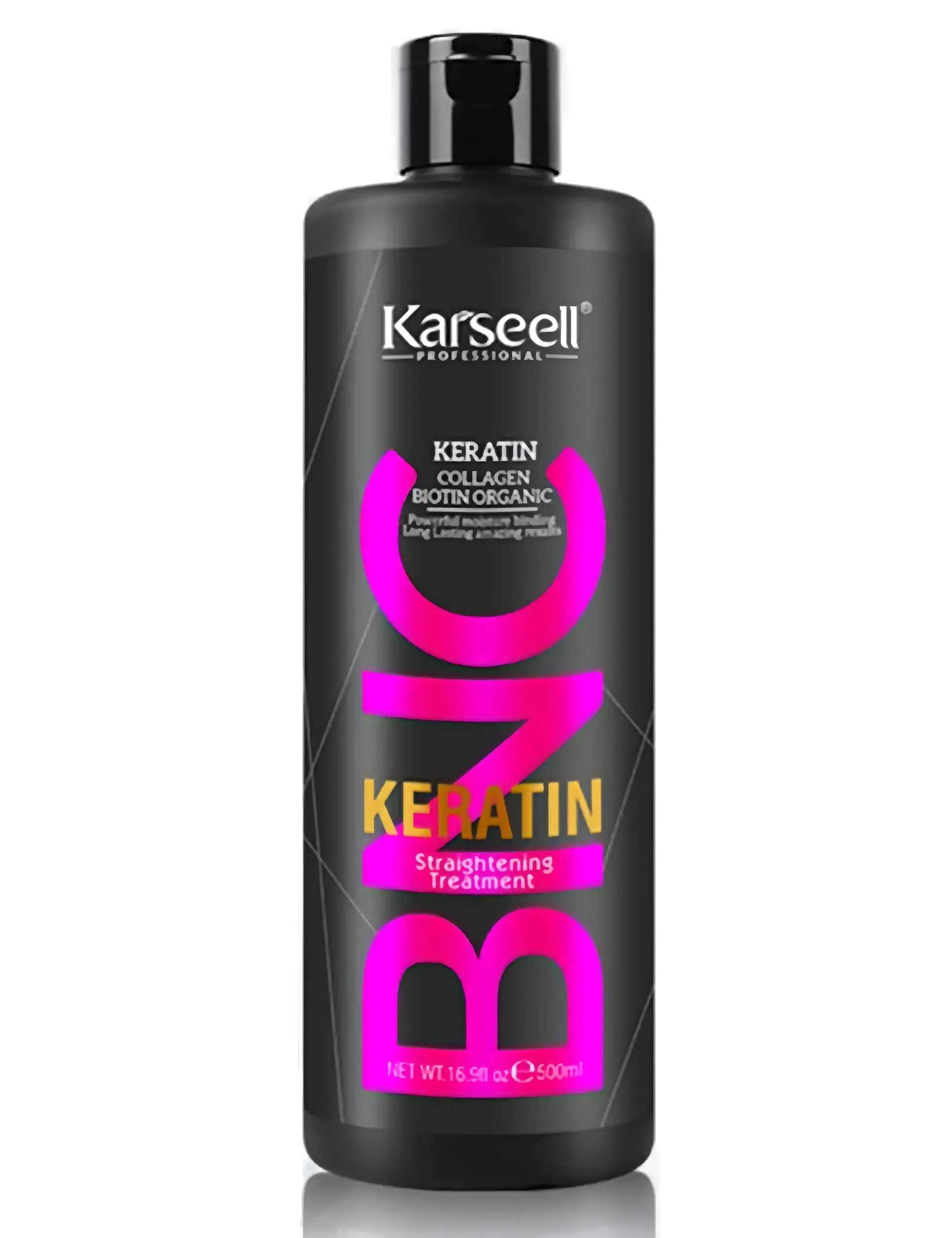 KARSEELL Brazilian Keratin Treatment Complex Blowout Conditioner, organic hair straightening with collagen and biotin, 500 ml bottle.