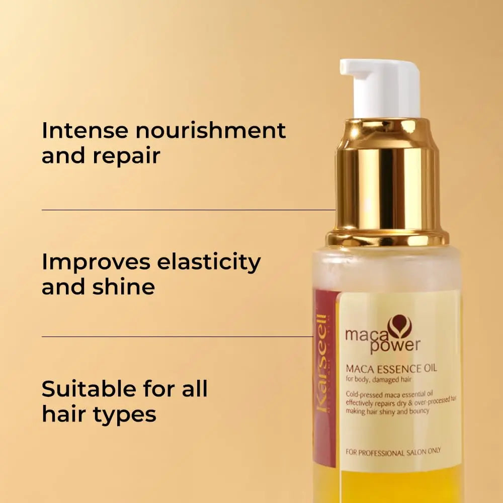 KARSEELL Maca Essence Power Collagen Hair Mask 500ml and Argan Oil 50ml repair set with nourishing hair mask bottles.