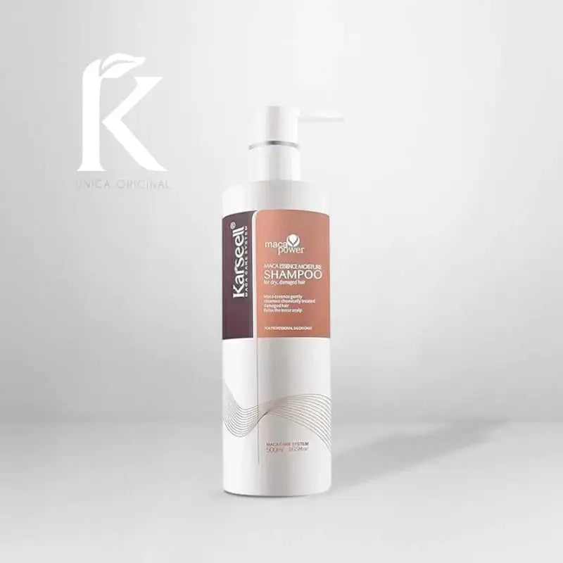 KARSEELL Maca Power Argan Oil Shampoo for dry, damaged hair with herbal extracts, 500ml bottle, deep moisturizing and gentle.