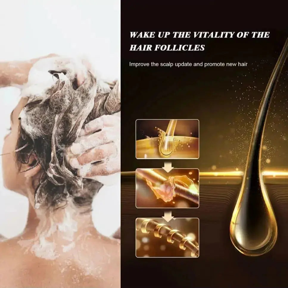 Karseell Maca Power Conditioner bottle showing shiny, smooth hair with the 500 ml conditioner in a clear bottle.