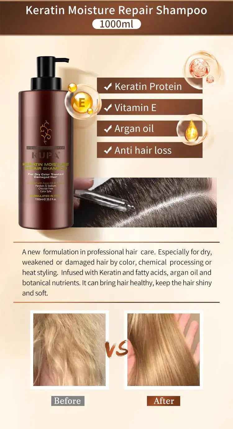 KUPA Keratin Moisture Repair Shampoo , Intensive conditioner Enriched with Argan Oil 1000 ML