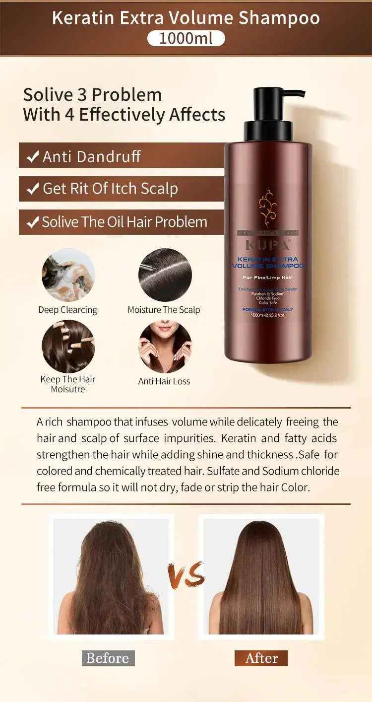 KUPA Keratin Moisture Repair Shampoo , Intensive conditioner Enriched with Argan Oil 1000 ML