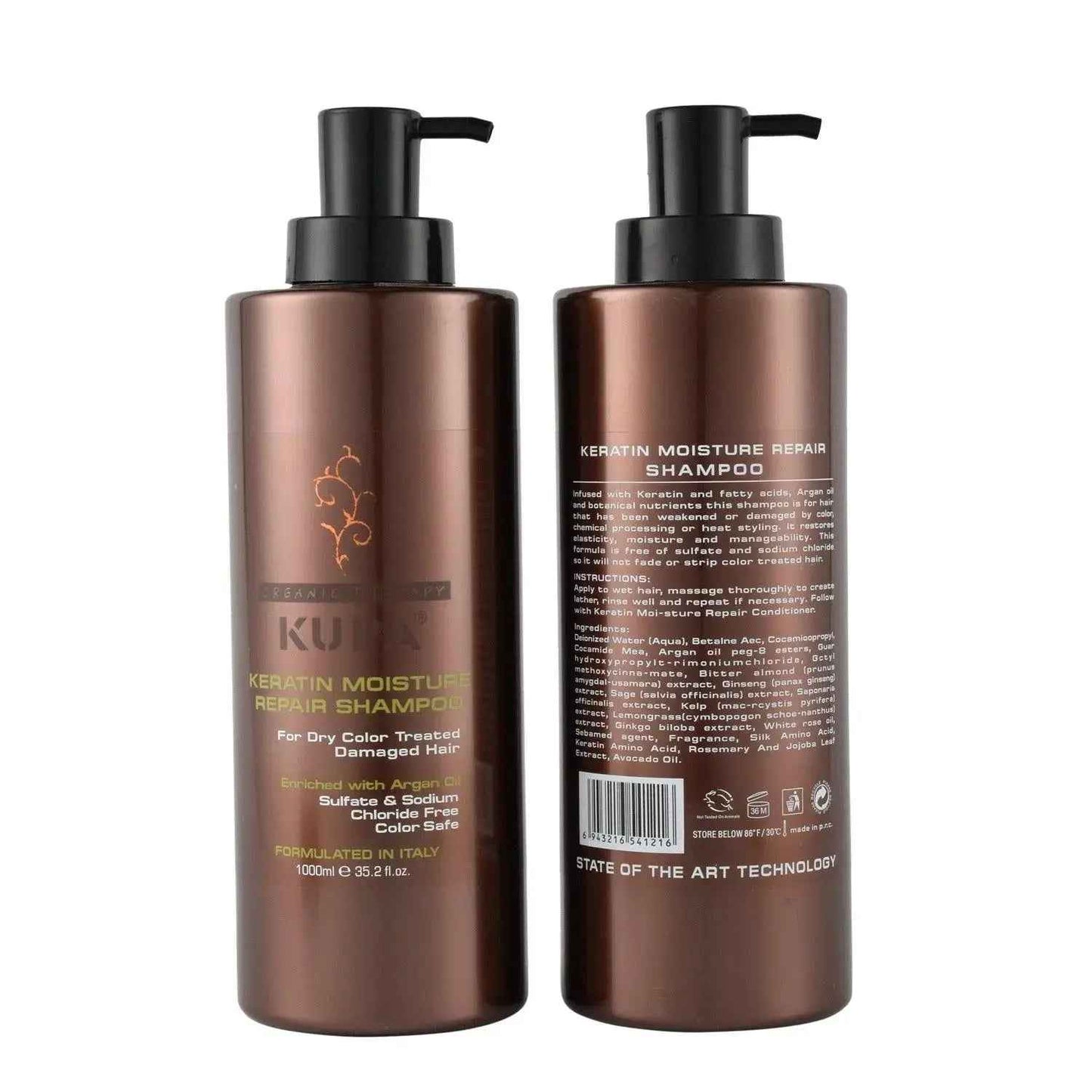 KUPA Keratin Moisture Repair Shampoo , Intensive conditioner Enriched with Argan Oil 1000 ML