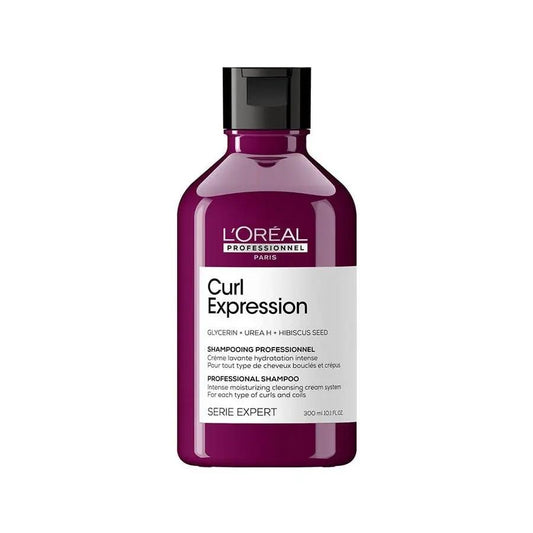 L'OREAL PROFESSIONNEL Curl Expression Moisturizing Cleansing Cream Shampoo bottle, 300 ml with product label and cap.