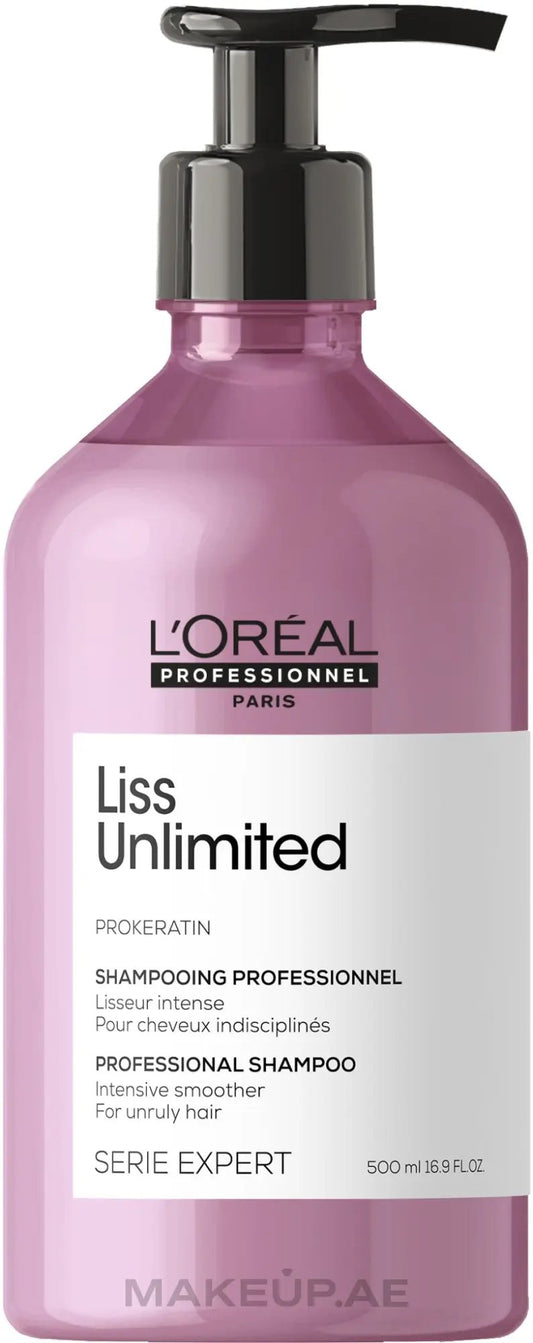 L'Oreal Professionnel Liss Unlimited shampoo for rebellious frizzy and straightened hair, 300ml bottle