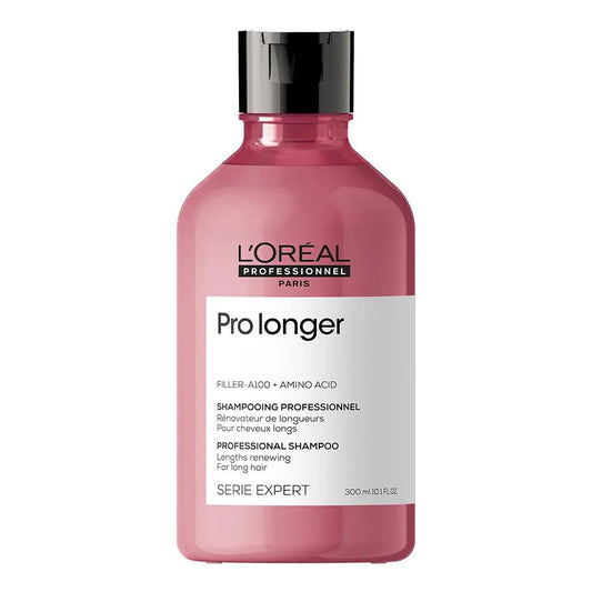 L'OREAL PROFESSIONNEL Pro Longer Shampoo with Filler-A100 and amino acids for long hair with thinned ends, in a 300ml bottle.