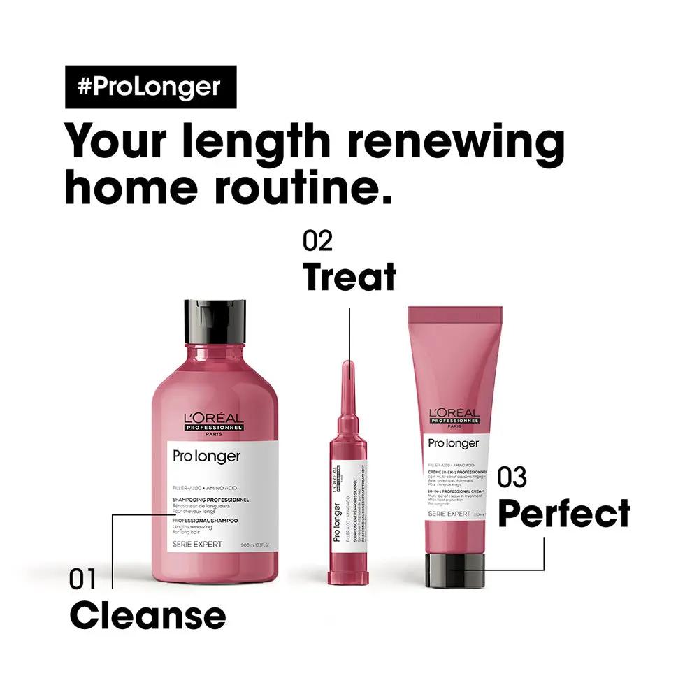 L'OREAL PROFESSIONNEL Pro Longer Shampoo with Filler-A100 and amino acids for long hair with thinned ends in a 300ml bottle.