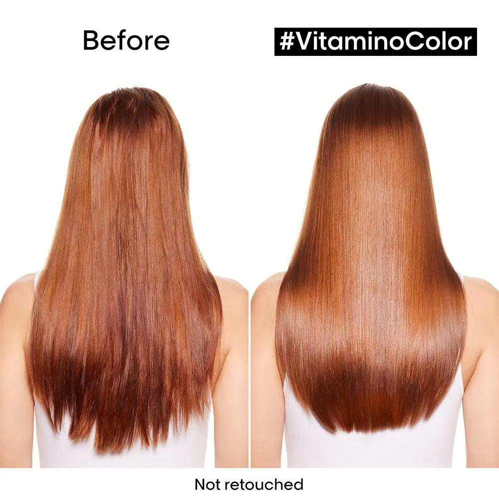 L’Oreal Professionnel Vitamino Color Shampoo with Resveratrol for color-treated hair, featuring a 300ml bottle with purple and white packaging.