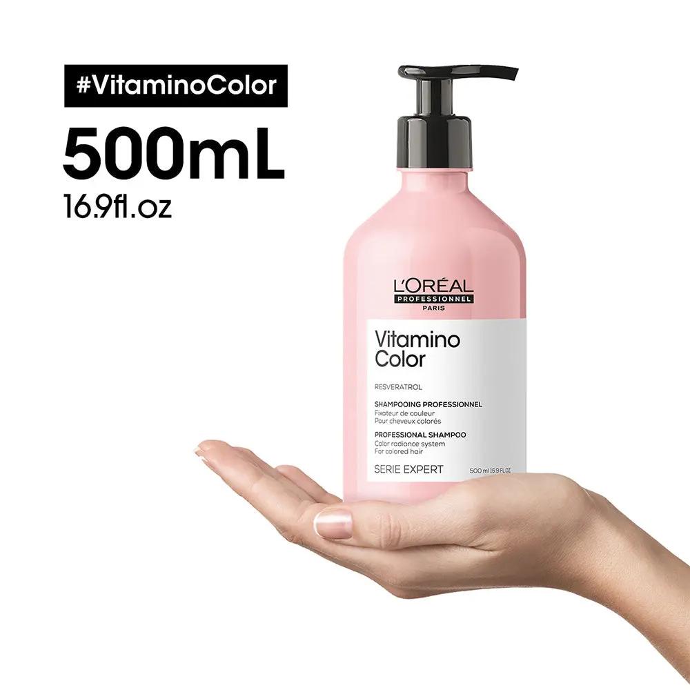 L’Oreal Professionnel Vitamino Color Shampoo with Resveratrol for color-treated hair, showing the 300ml bottle with label.