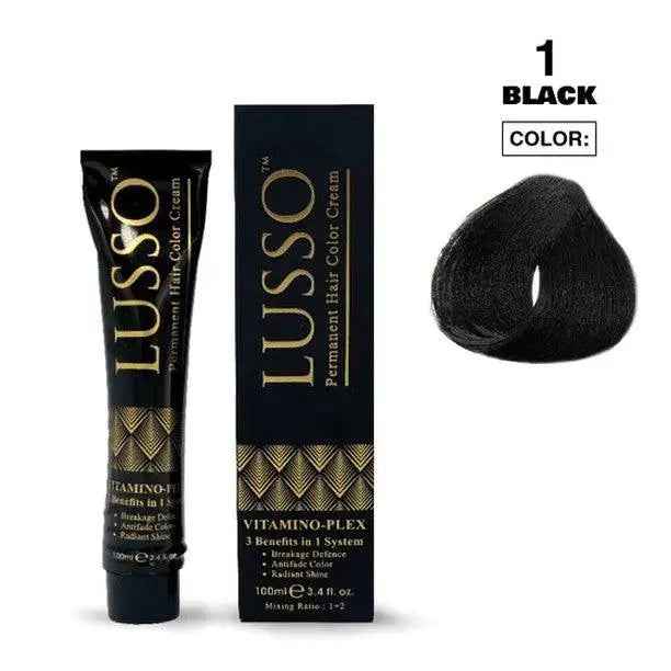 Lusso Permanent Hair Color Cream 100 ML #1 Black
