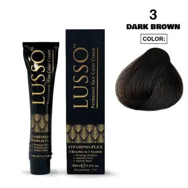 Lusso Permanent Hair Color Cream 100 ML #3 Dark Brown