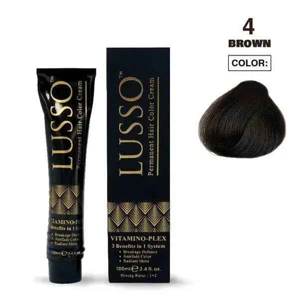 Lusso Permanent Hair Color Cream 100 ML #4 Brown