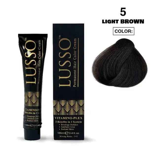 Lusso Permanent Hair Color Cream 100 ML #5 Light Brown