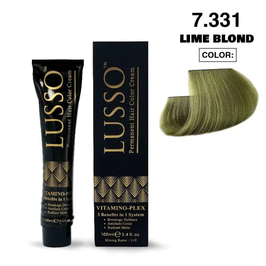 Lusso Permanent Hair Color Cream 100 ML #7.331 Lime Blond