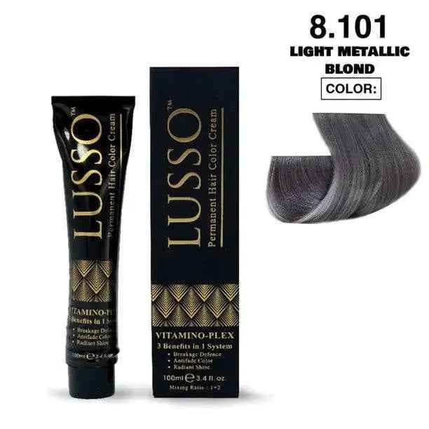 Lusso Permanent Hair Color Cream 100 ML #8.101 Light Metallic Blond