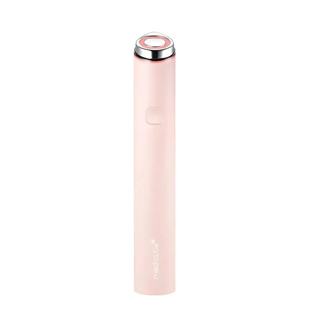 Medicube AGE R Booster Pro Mini in pink, a compact skincare serum bottle with a pump dispenser for anti-aging skincare.