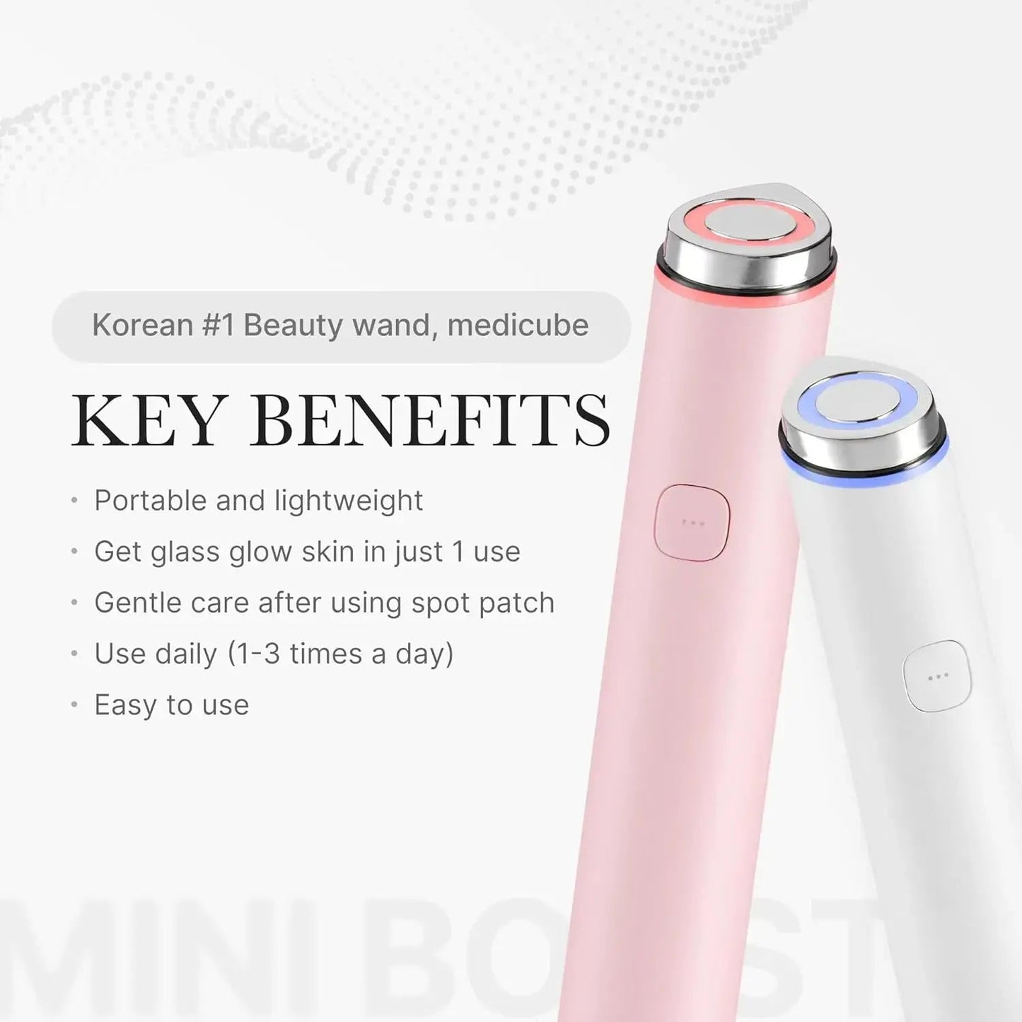 Medicube AGE R Booster Pro Mini in pink, showing the compact skincare bottle with product label visible.