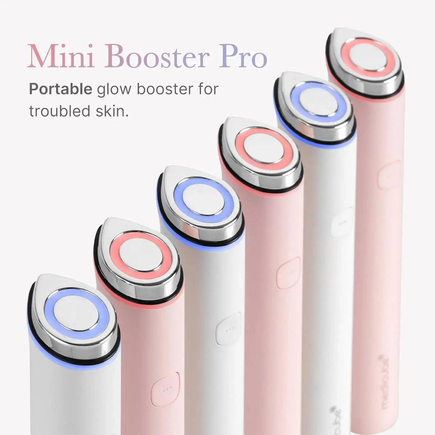 Medicube Age R Booster Pro Mini in pink, featuring compact skincare serum bottle with pump for anti-aging treatment.