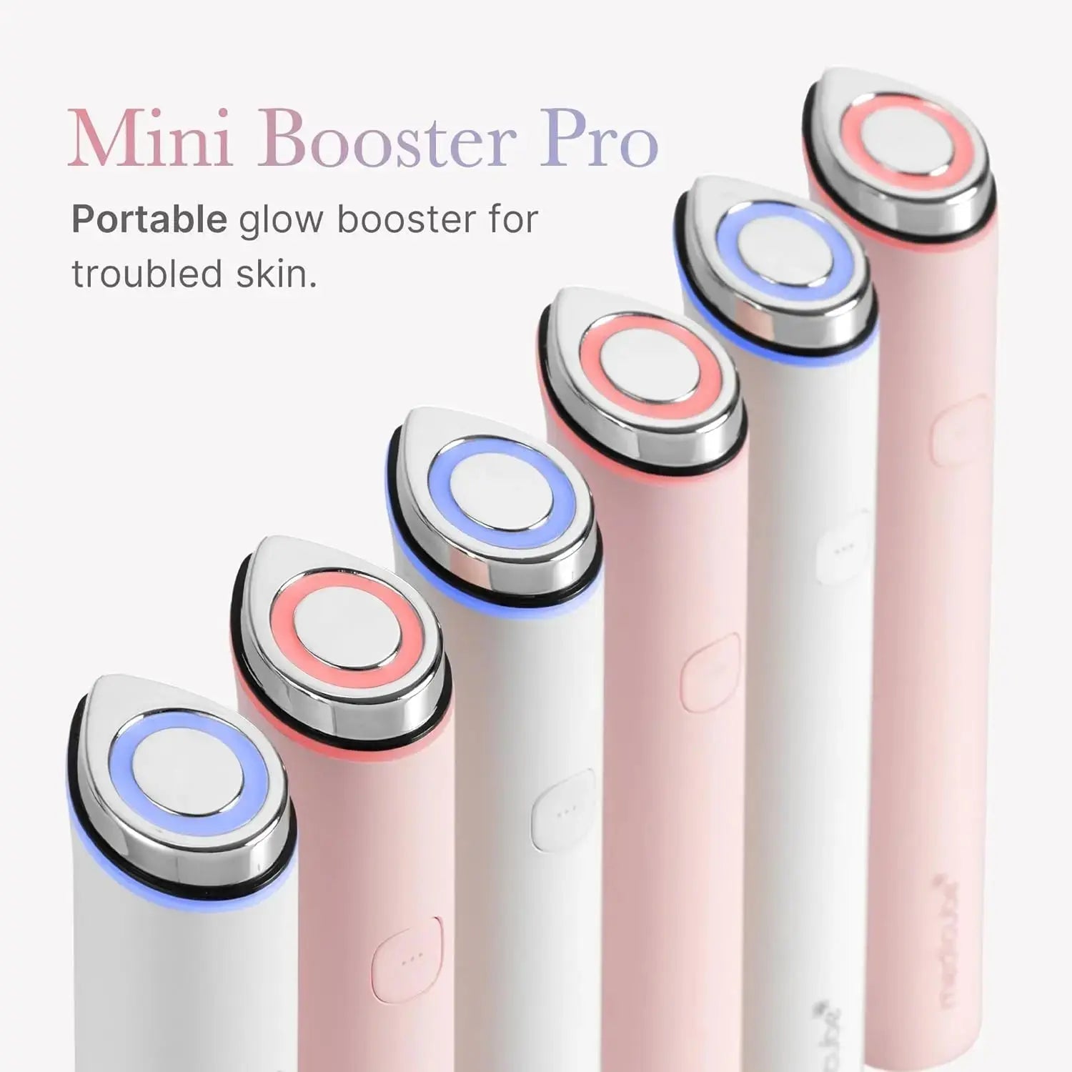 Medicube Age R Booster Pro Mini in pink, featuring compact skincare serum bottle with pump for anti-aging treatment.