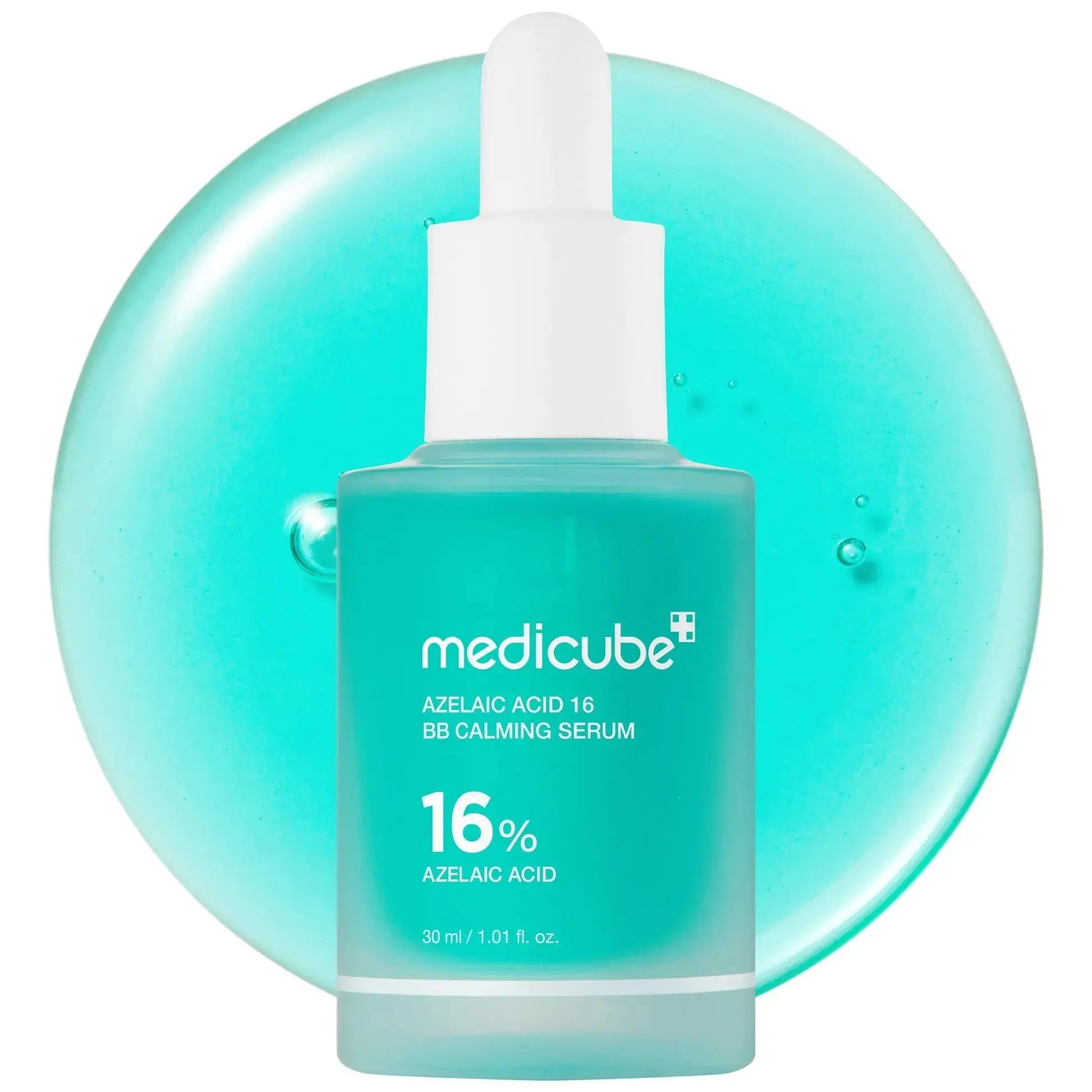 Medicube Azelaic Acid 16% BB Calming Serum 30ml bottle with dropper for brightening and soothing skin.