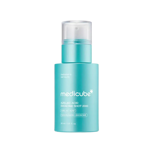 Medicube Azelaic Acid Exosome Shot Serum 2000 & 7500, 30 ml bottle showing the serum product and packaging.