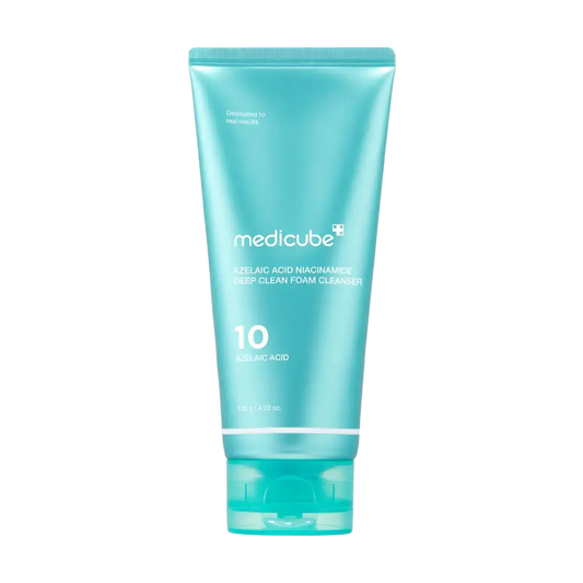 Medicube Azelaic Acid and Niacinamide Deep Clean Foam Cleanser 120g, creamy facial cleanser for clear skin.