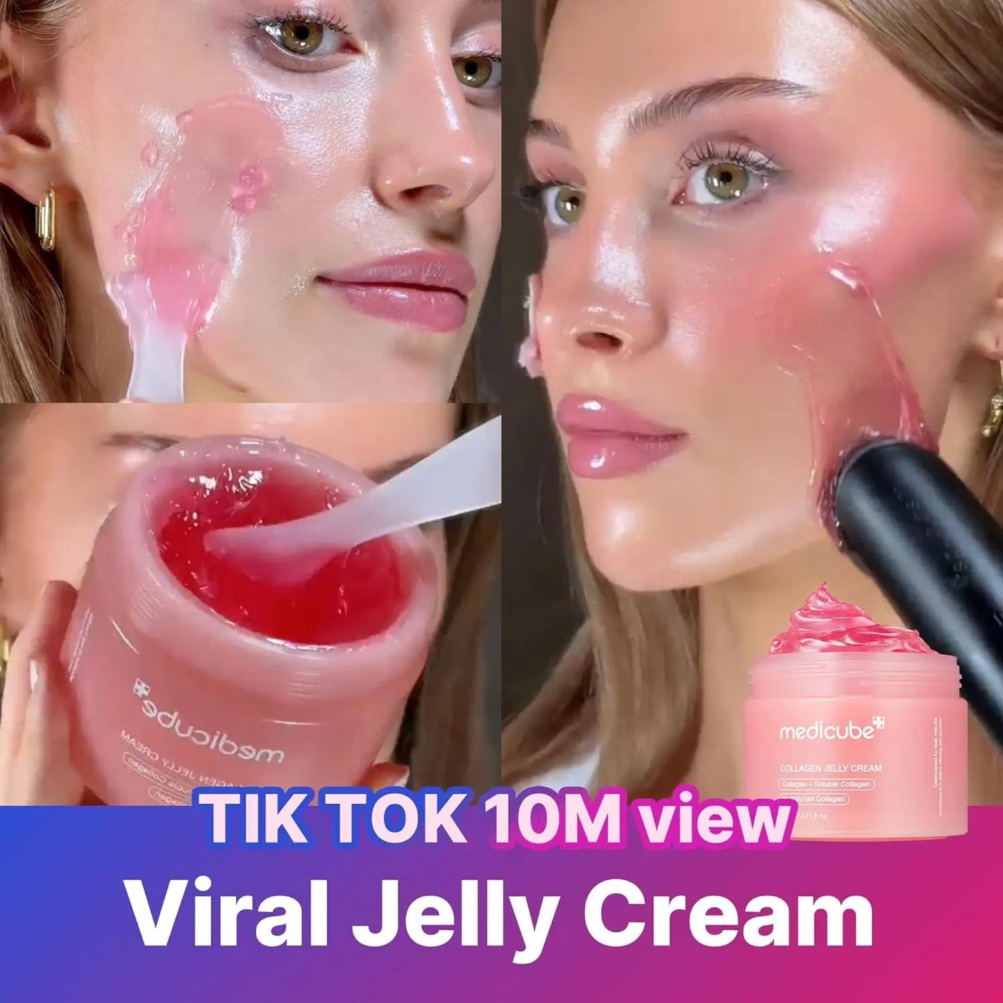 Medicube Collagen Jelly Cream in a 110 ml jar, showcasing a smooth, translucent gel cream for skincare.