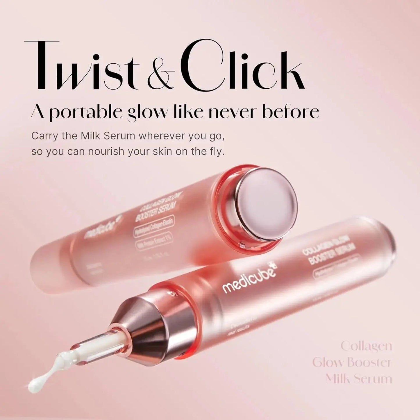 Medicube Glow Booster Serum 15 ML, a skincare serum in a clear bottle with a dropper applicator, designed to enhance skin radiance