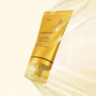 Medicube Kojic Acid Turmeric Night Wrapping Mask 75 ML, close-up of the mask container and product label.