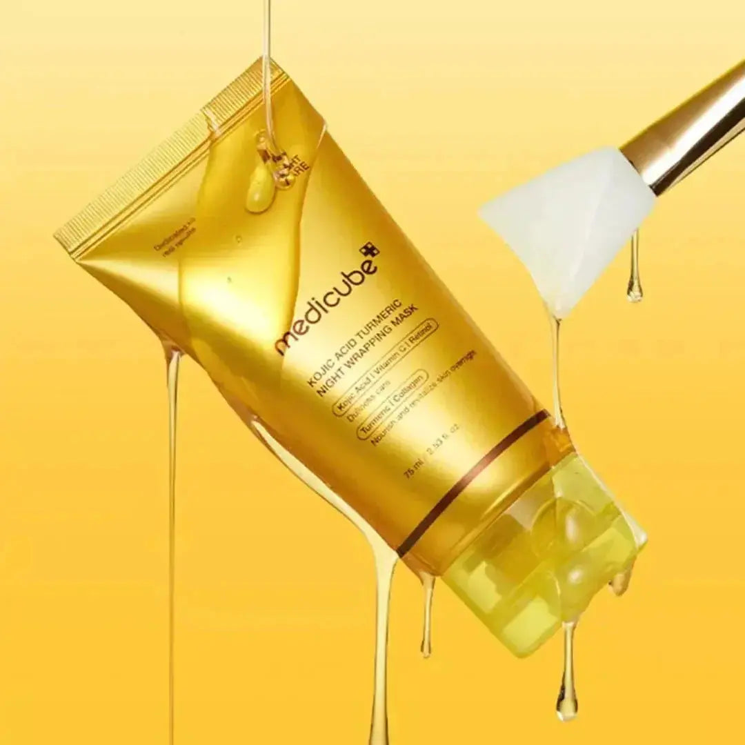 Medicube Kojic Acid Turmeric Night Wrapping Mask in a 75ml jar, designed for brightening and nourishing skin overnight.