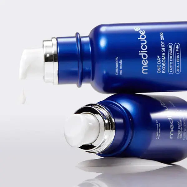 Medicube One Day Exosome Shot Pore Ampoule bottle, 30ml, showcasing clear packaging and product branding.