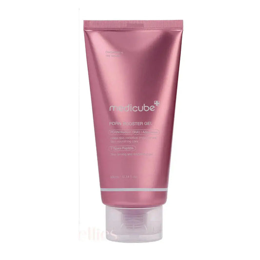 Medicube PDRN Booster Gel 300ml, a clear skincare gel in a white pump bottle, designed to enhance skin renewal and hydration.