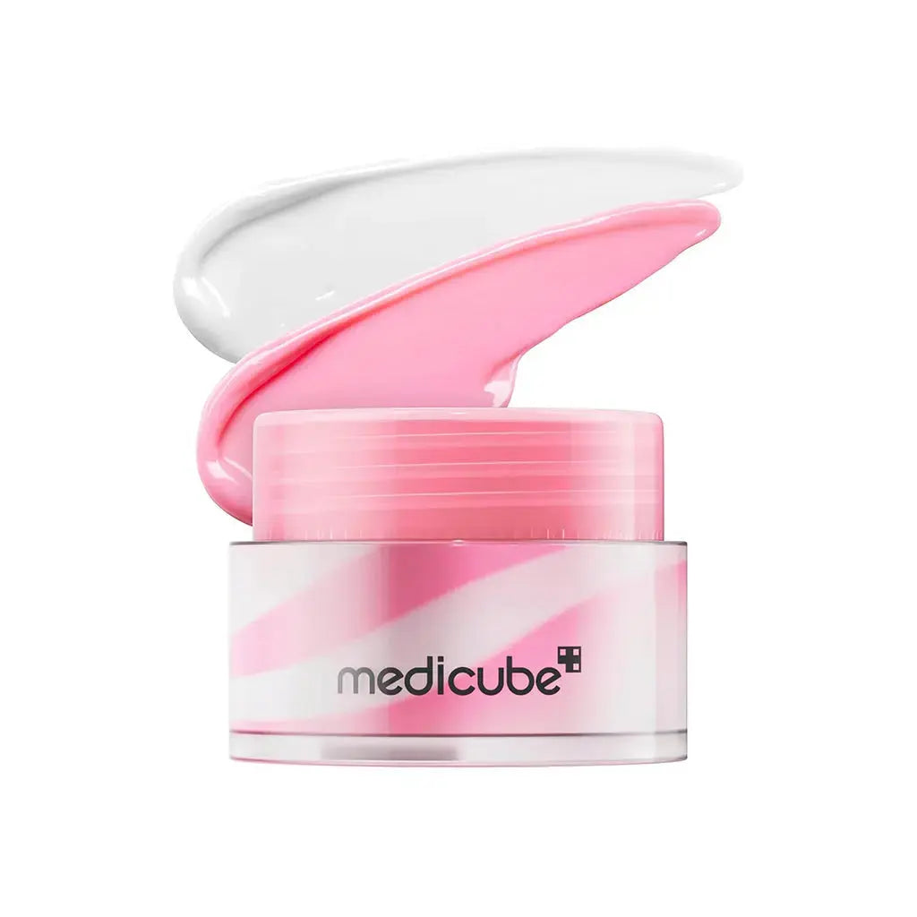 Medicube PDRN Lip Sleeping Mask 10g jar showing the smooth, hydrating lip mask in a clear container with a white lid.
