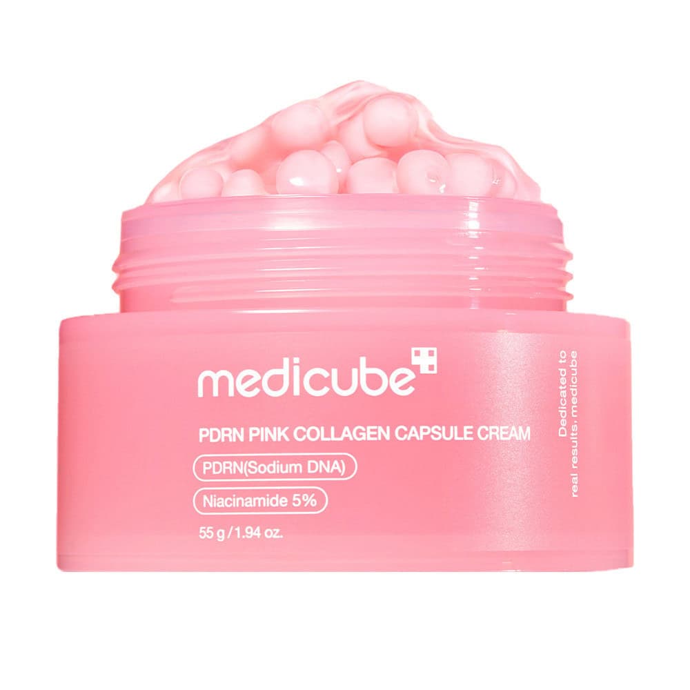 Medicube PDRN Pink Collagen Capsules and Cream for skin regeneration, part of the Pink Eternal Glow Ultimate 10-piece system.