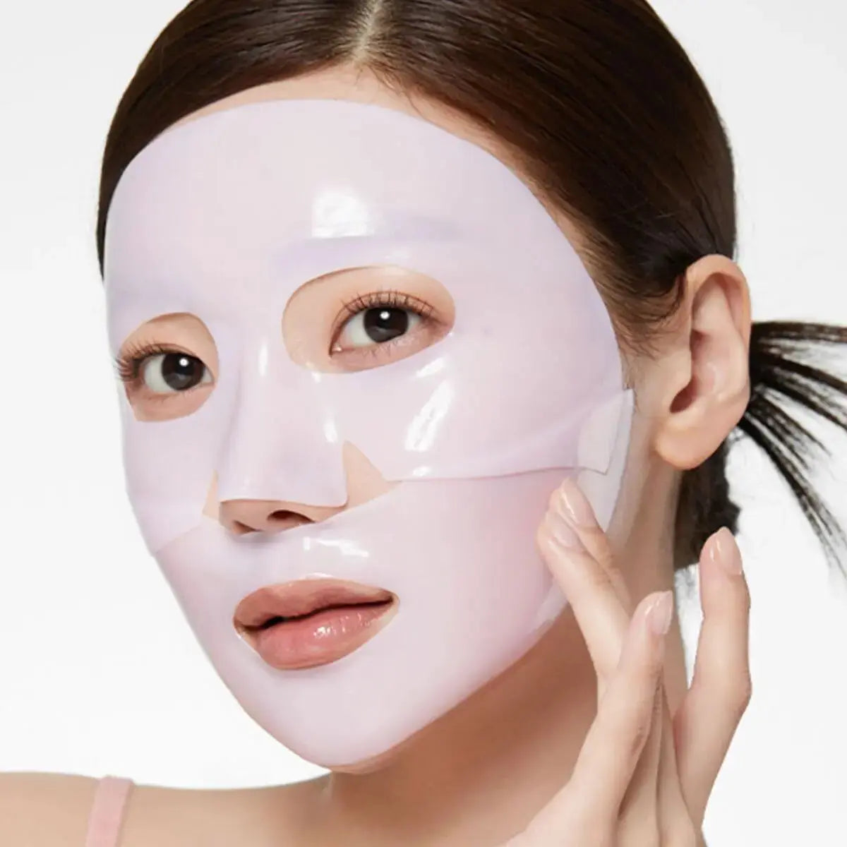 Medicube PDRN Pink Collagen Gel Mask sheet mask showing pink gel-infused fabric for hydration and skin rejuvenation.
