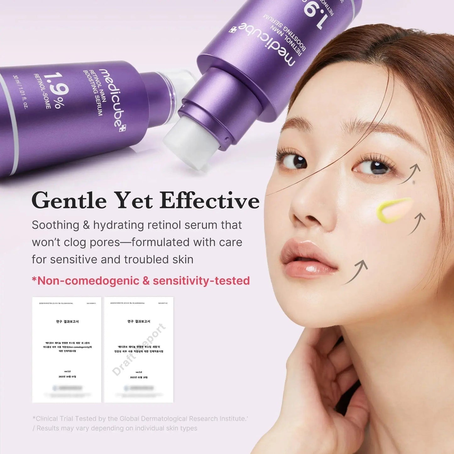 Medicube Retinol NMN Radiance Booster serum in a 30 ml bottle, showcasing the clear bottle and product label.