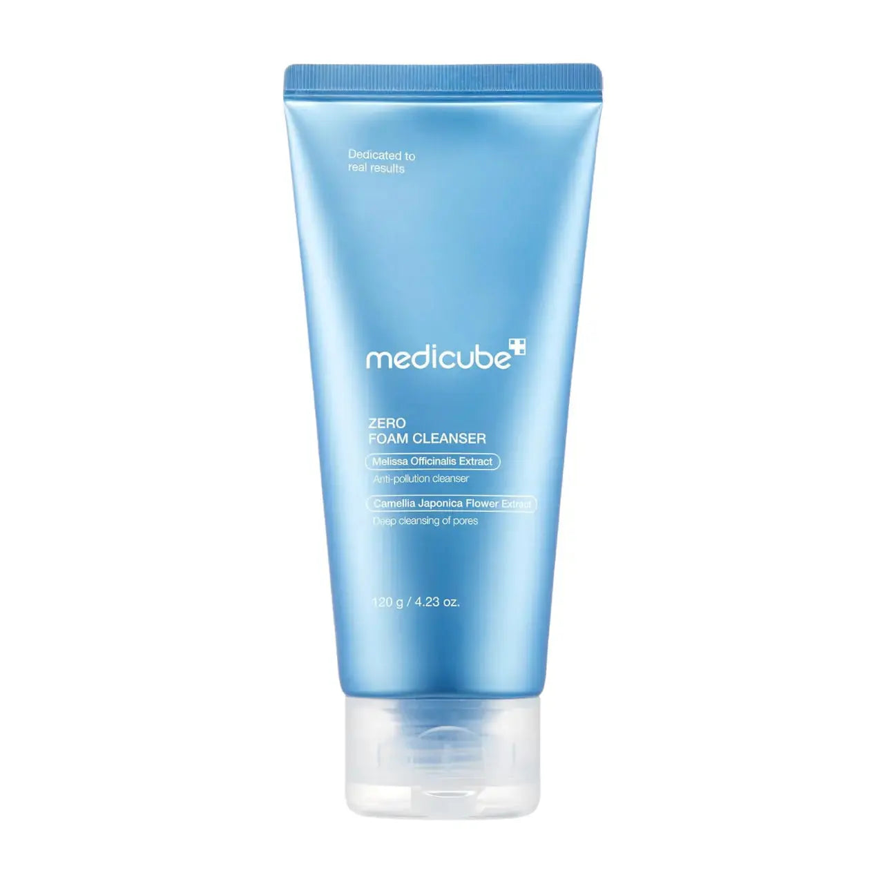 Medicube Zero Foam Cleanser 120ml bottle, lightweight facial cleanser for gentle skin cleansing, with clear packaging and white pump.