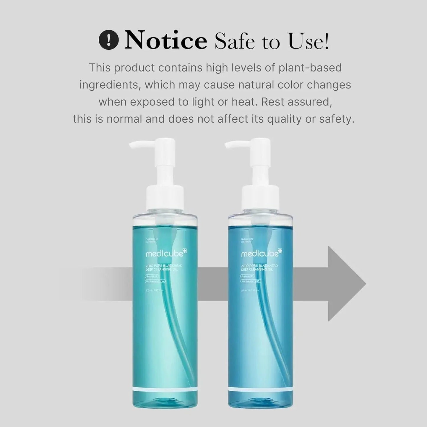 Medicube Zero Pore Blackhead Deep Cleansing Oil bottle, 205 ML, with clear label showing product details and brand name.