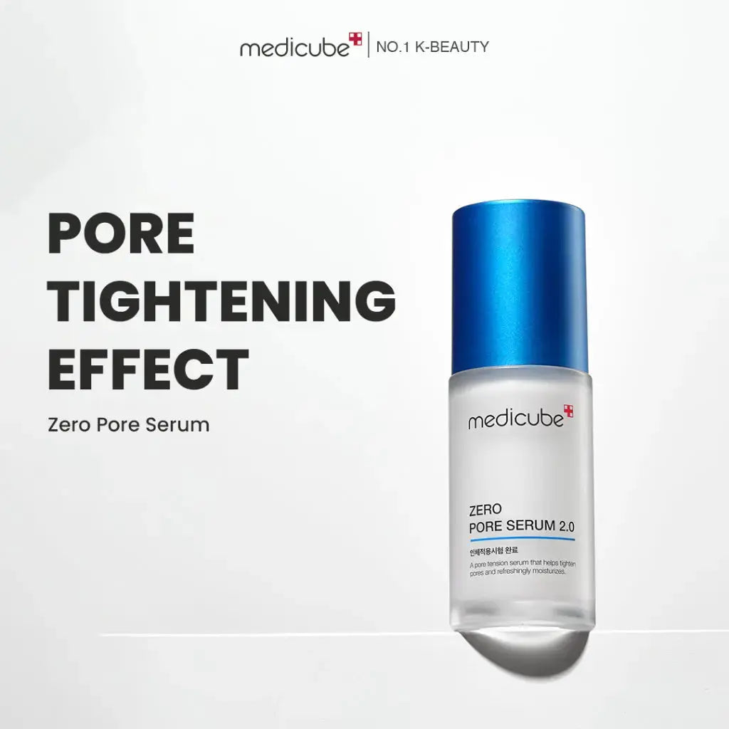 Medicube Zero Pore Serum 37ml bottle with sleek packaging, designed to minimize pores and promote clearer skin.