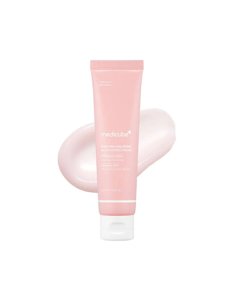 Medicube PDRN Pink Eternal Glow moisturizing cream with hyaluronic acid, featuring the regeneration system in a 1024x1024 image.