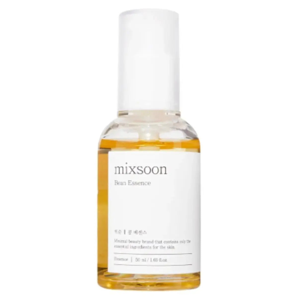 Mixsoon Bean Essence 50 ml bottle, clear liquid essence in a sleek container, designed for skincare.
