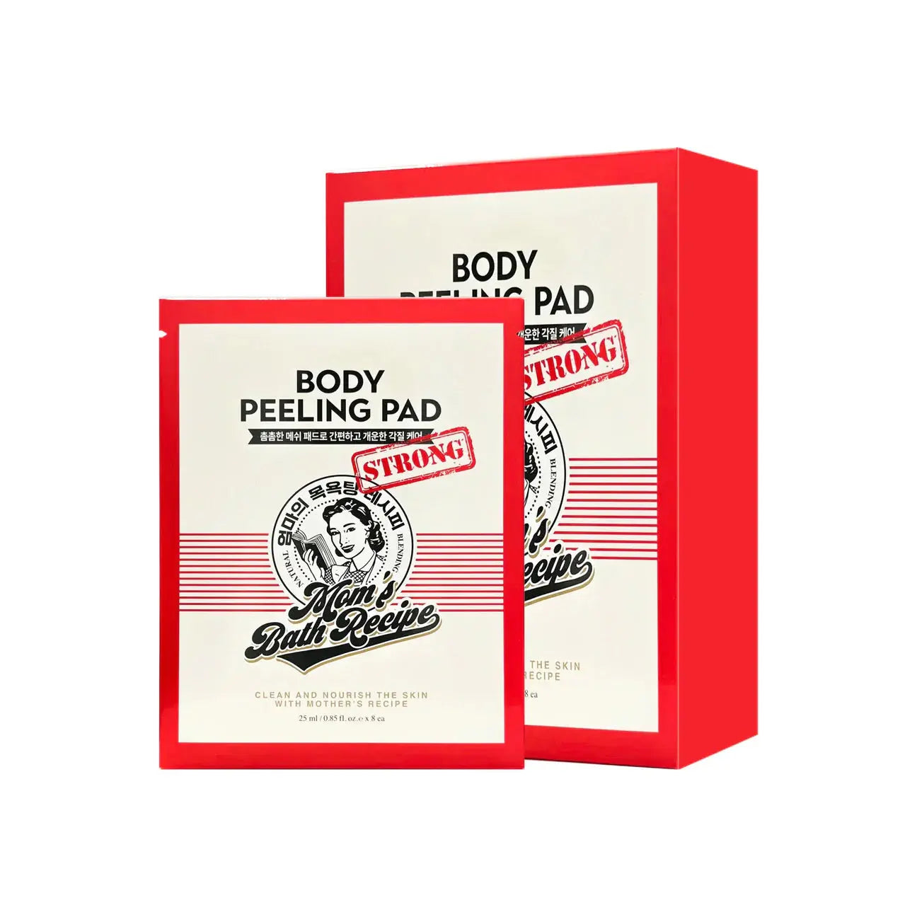 Mom's Bath Recipe body peeling pad, 8 sheets pack, exfoliating body scrub with natural ingredients, suitable for smooth skin.